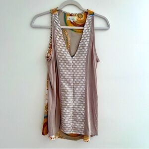 Anthropologie Porridge Boho Tan Mixed Fabric Sleeveless Tank Top- Size SM